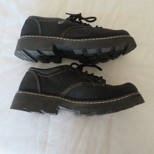 Women's Skechers Black Suede Oxford Shoe Size 8.5 9.5